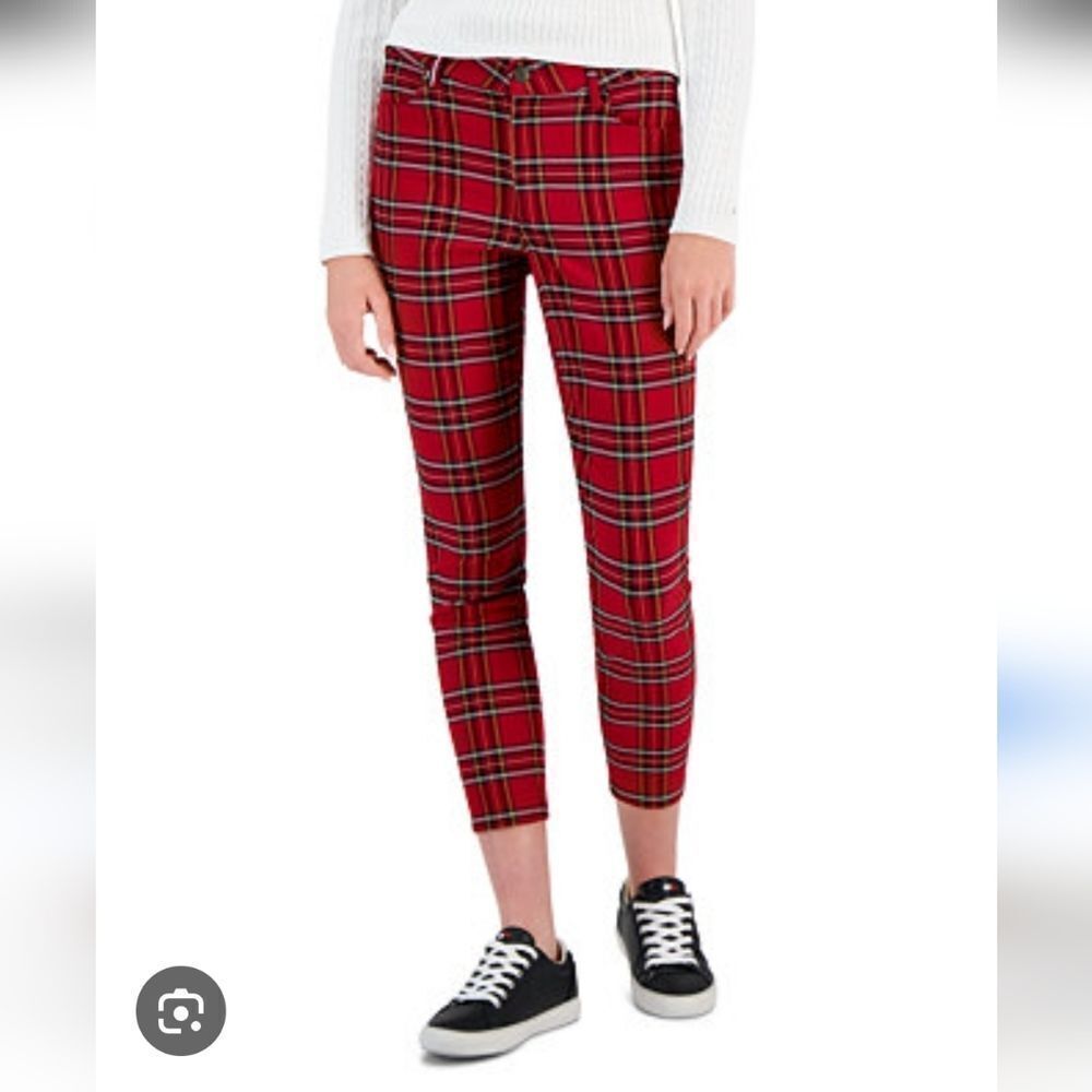 Tommy Hilfiger Tribeca Red Plaid Tartan Skinny Ankle Pants Size 6